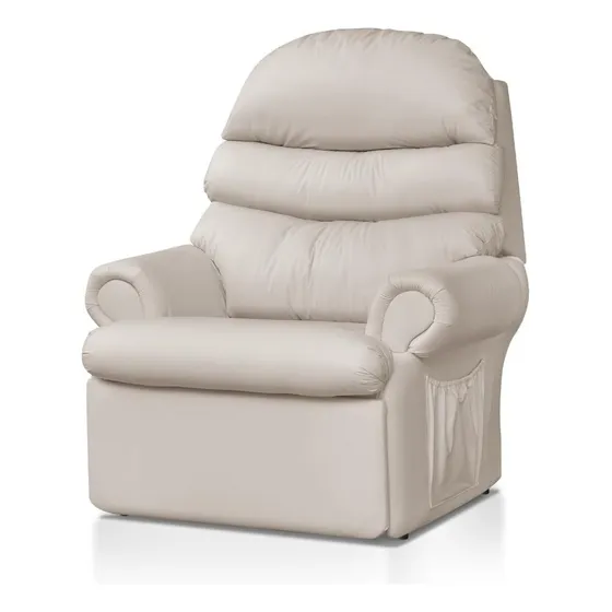 Cadeira Poltrona Papai Reclinavel Corino Encosto Descanso Cor Bege Desenho Do Tecido Corino Liso Top Sofas
