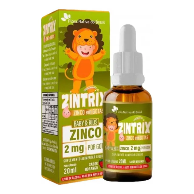 Zintrix Zinco Em Gotas Kids- 20ml- Flora Nativa- Morango