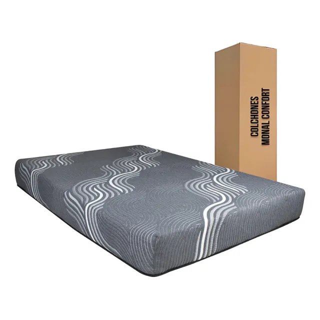Colchon Matrimonial Slim Grey Monal Confort Con Memory Foam Color Gris Claro
