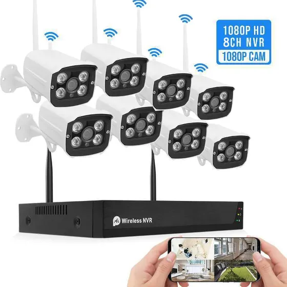 Set 8 Camaras De Seguridad Nvr Inalambricas Cctv Wifi Ip Kit