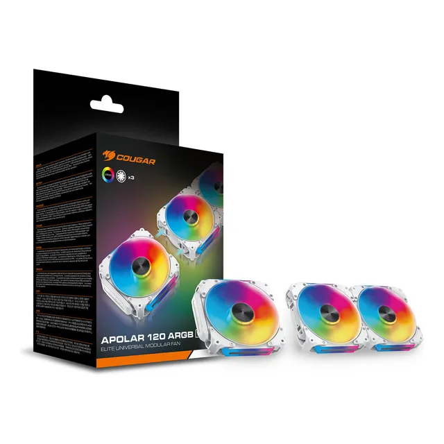 Kit 3 Ventiladores Cougar Apolar 120 Argb White Led Blanco