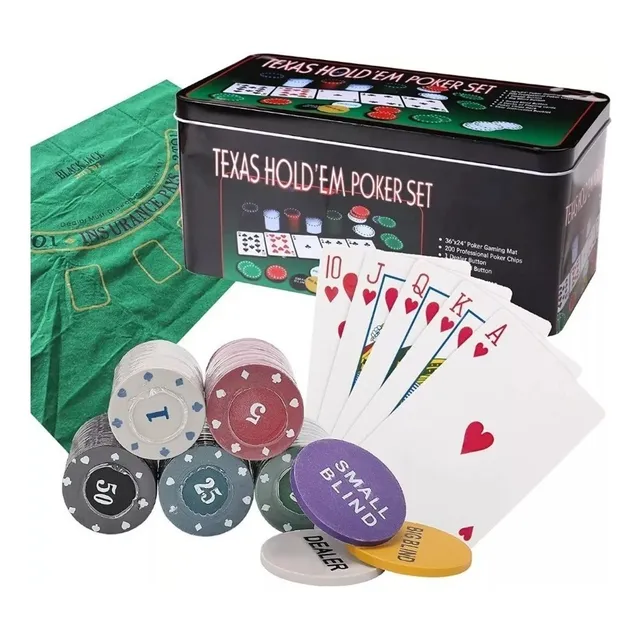 Set Poker Juego De Mesa 200 Fichas + Naipes Y Mantel
