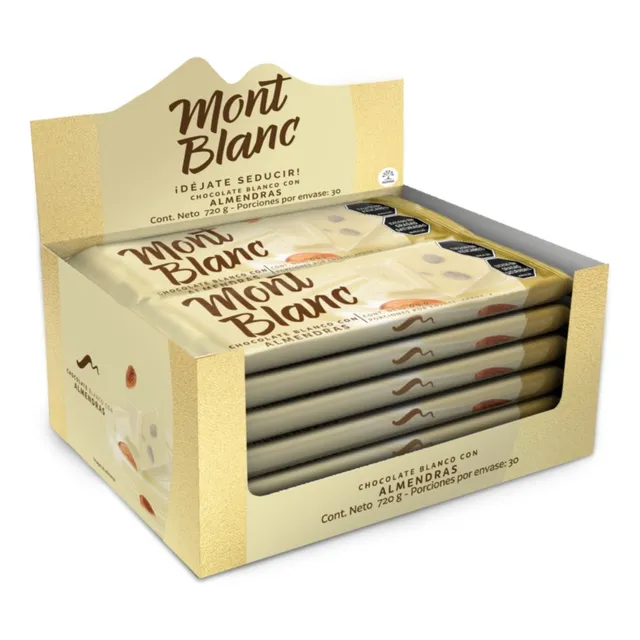 Chocolatina Montblanc Almendra Blanca Plegadiza X 12unidades