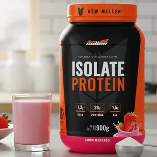 Proteína New Millen Premium Whey Isolado Isolate em pó sabor Morango x 900g