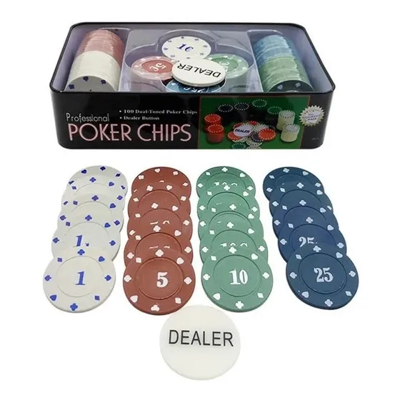 Set Juego Profesional De Póker 100 Piezas Poker Chips 