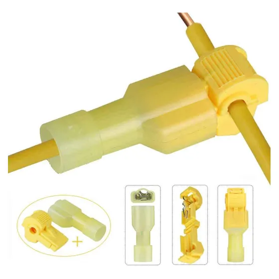 50un Conector Derivação T Amarelo 4 A 6mm Emenda Rápida