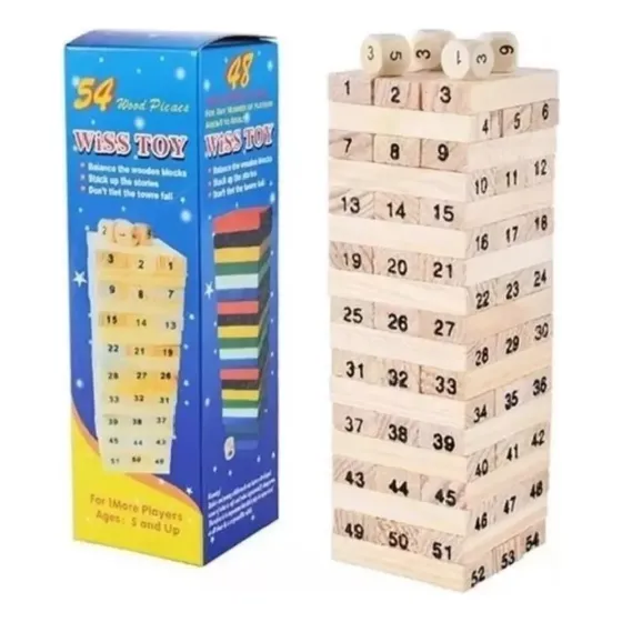 Jenga De Madera 54 Piezas Incluye Dados Juego De Mesa