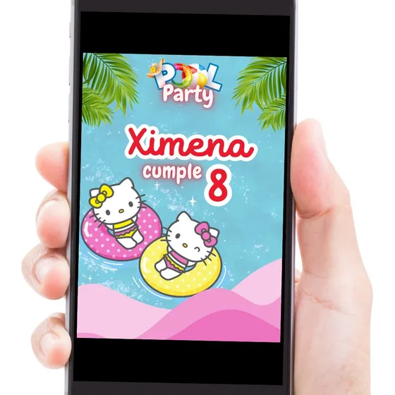 Video Invitación Digital Hello Kitty Pool Party Albercada