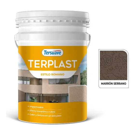 Revoque Tersuave Estilo Romano Grano Mediano Terplast x 30 kg / Color Marrón Serrano