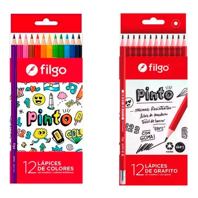 Combo Lapices Colores Filgo 326 + Lapices Negros 325 Escuela