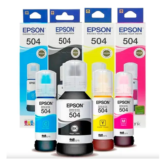 Kit 4 Refil Tinta Epson T504 L4150 L6161 L6171 L6191 Origina