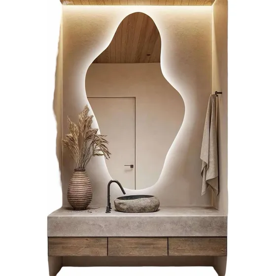 Espejo Asimétrico Con Iluminación Led Para Baño