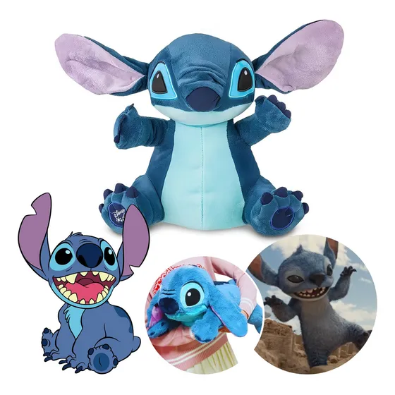Pelúcia Stitch Clássico Luz E Som 30cm Multikids Cor Azul Br2350