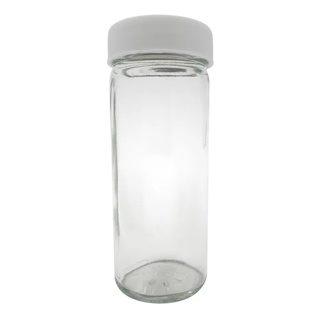 12 Frascos De Vidrio Cilíndrico 125 Ml Tapa Plastica Envase