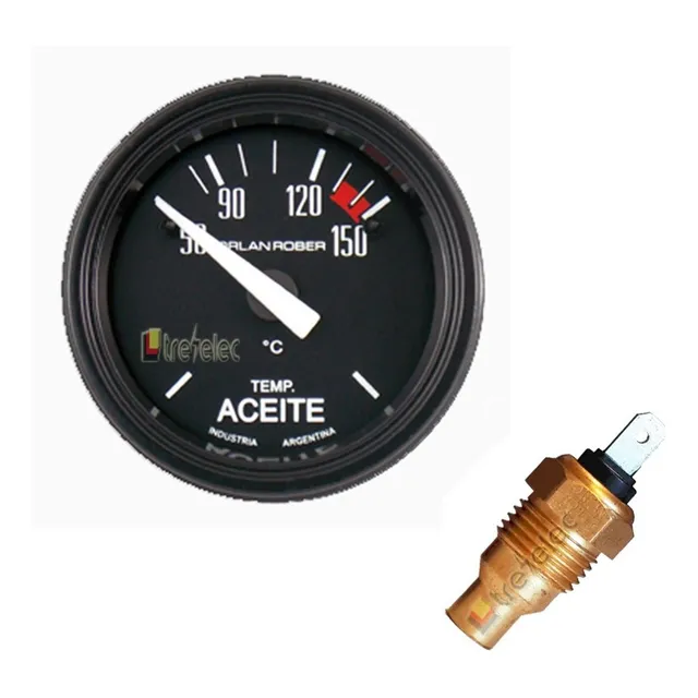 Reloj Temperatura De Aceite Eléctrico Ø 52 Mm Con Bulbo Línea Classic O Blanca Orlan Rober Fondo Negro O Blanco