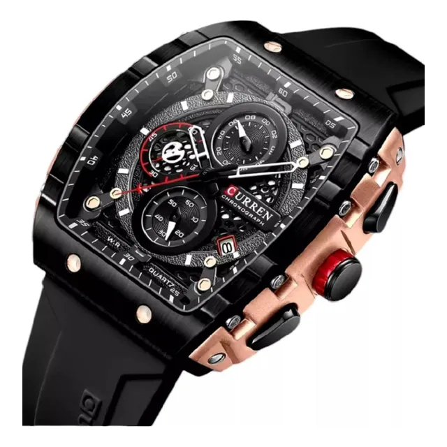 Reloj Curren Para Caballeros De Lujo Correa De Silicón
