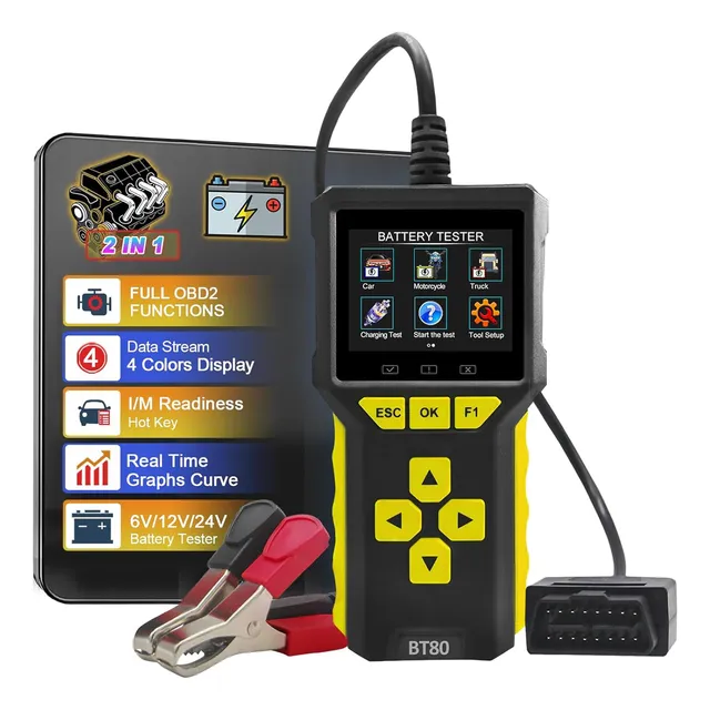 Obd2 Scanner Automotriz, Comprobador De Batería 2 En 1