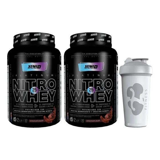 Nitro Whey 2 X 1kg + Vaso - Star Nutrition Sabor Chocolate