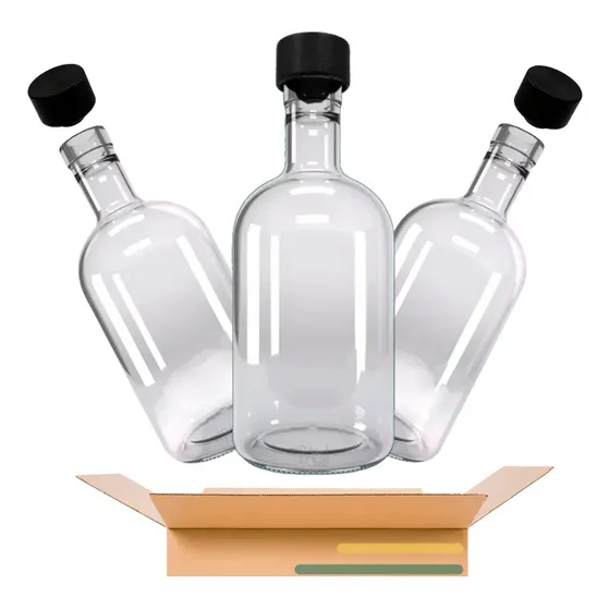 Botella Vidrio Mezcalera Capuchón Lujo 750 Ml 36 Pzs Mayoreo