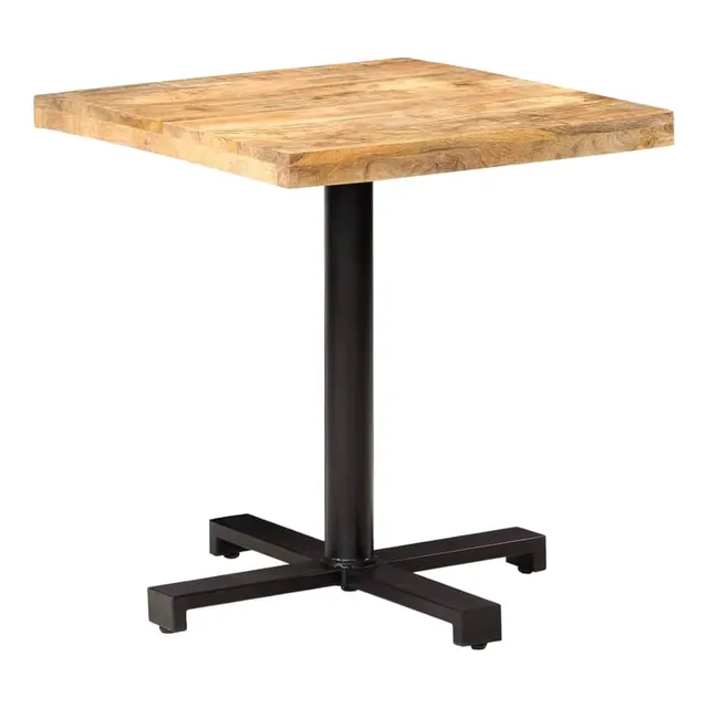 Mesa Cuadrada De Madera Base Tubular Negra Cafeteria
