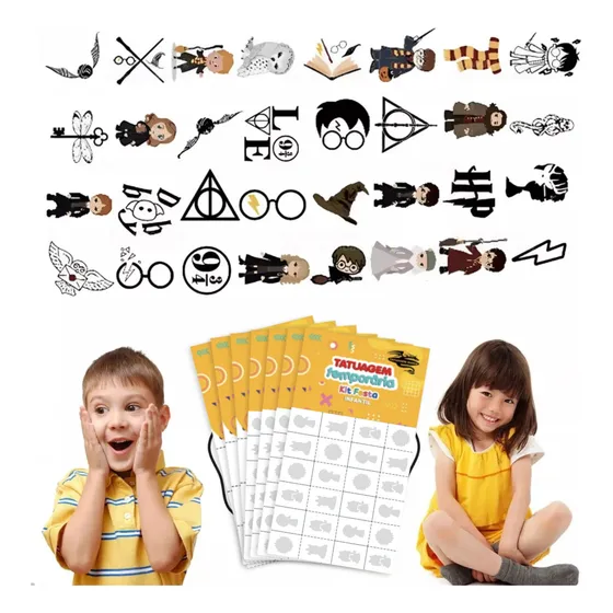 224 Tatuagem Temporária Infantil Bruxinho Menino Menina Kit