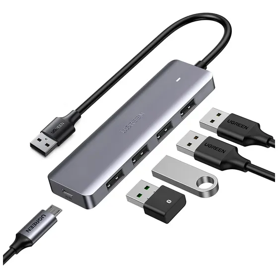 Hub Adaptador 5 Em 1 Ugreen 4 Portas Usb 3.0 + Tipo-c