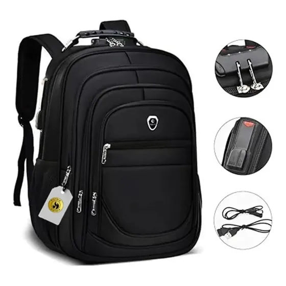 Mochila Maideng Notebook Masculina Urbana 40L Impermeável Reforçada Preto
