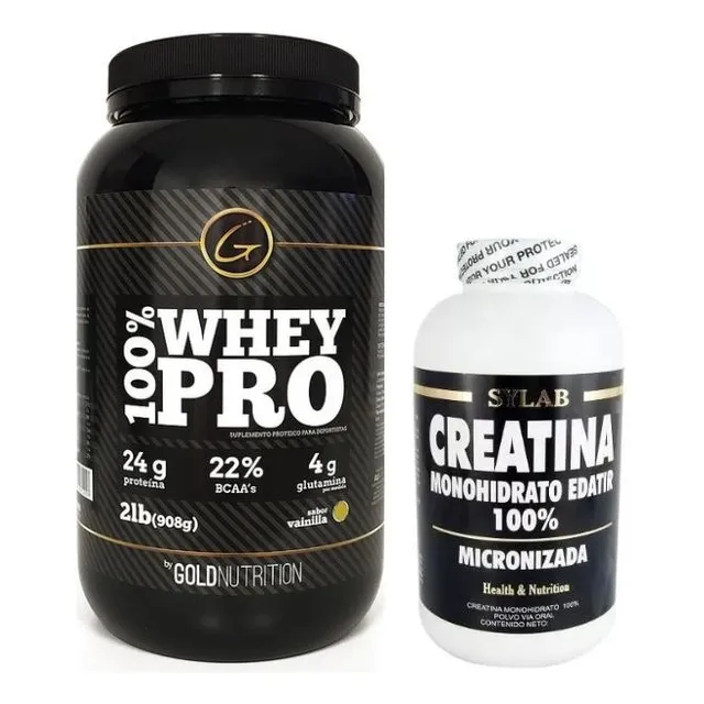 Proteina Whey Pro 2lb Gold Nutrition + Creatina Sylab 300g