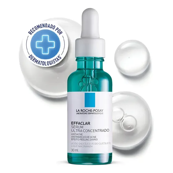 Sérum Ultra Concentrado Antiacne, Cravos e Marcas , Efeito Peeling Suave, Não Comedogênico Peles Oleosas e Acneicas Effaclar La Roche-Posay 30ml