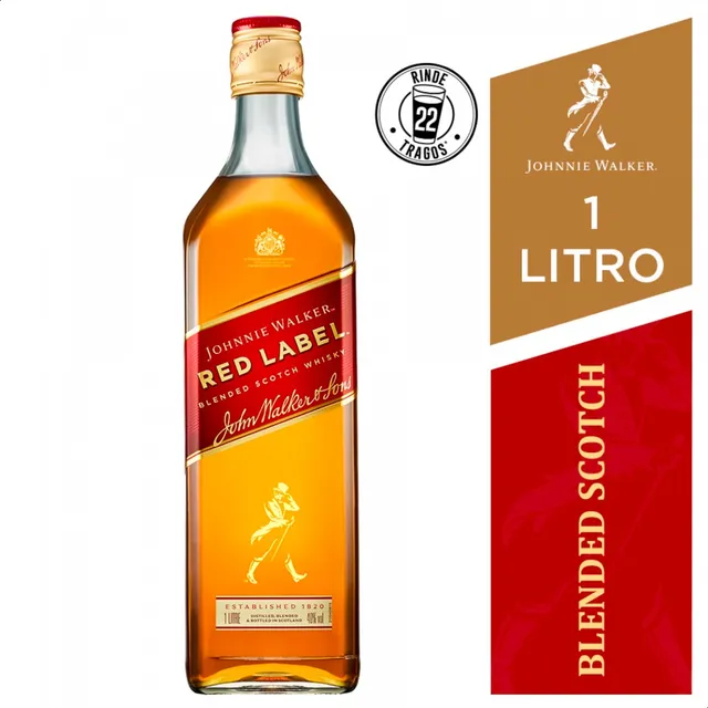 Whisky Johnnie Walker Red Label Etiqueta Roja 1 Litro