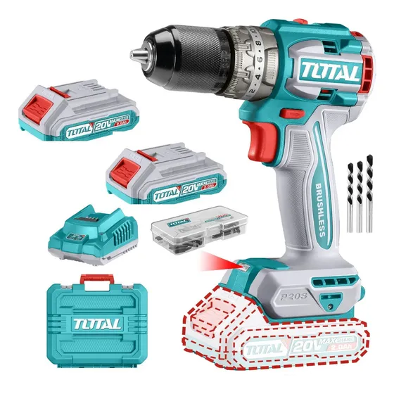 Taladro Percutor Atornillador 20v 1/2 13mm Total Tidli20602 Color Turquesa Frecuencia 50 60Hz