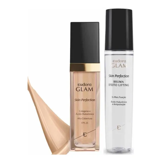Kit Base Eudora Glam Skin Perfection + Bruma Efeito Lifting 