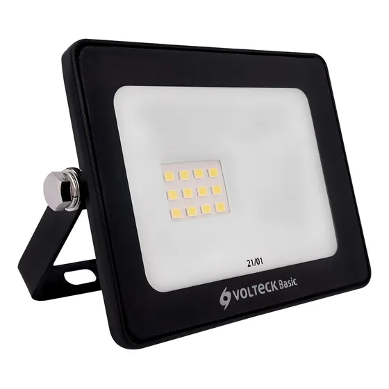 Reflector Ultra Delgado Led 10 W Luz De Día REF-400L Carcasa Negro Volteck Basic