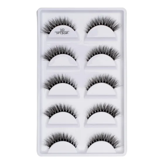 Cartela Com 5 Pares De Cilios Postiços Naturais - H13 Cat