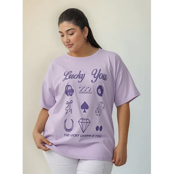 Remeron Algodón Estampado C-strass Dama T-especial Lucky You