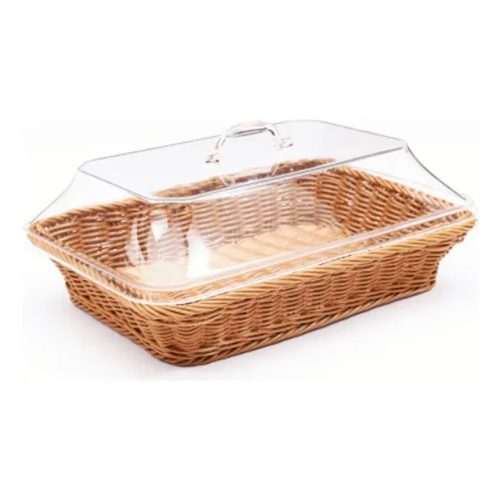 Novo Cesta Colocada Com Pão E Frutas, Escorrida Na Cozinha