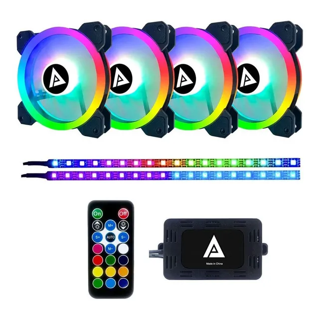 Paquete De 4 Coolers Apevia Tl42-rgb | 120 Mm | 2 Tiras Led