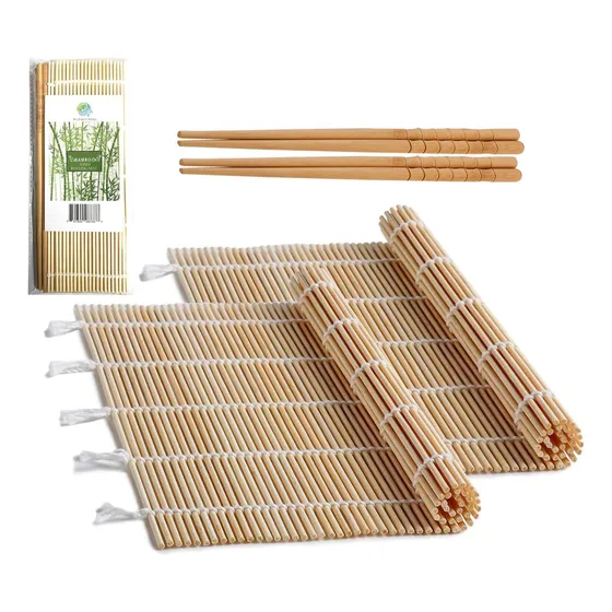 Estera Enrollable De Sushi Fungyand Bamboo Con 2 Pares De Ch