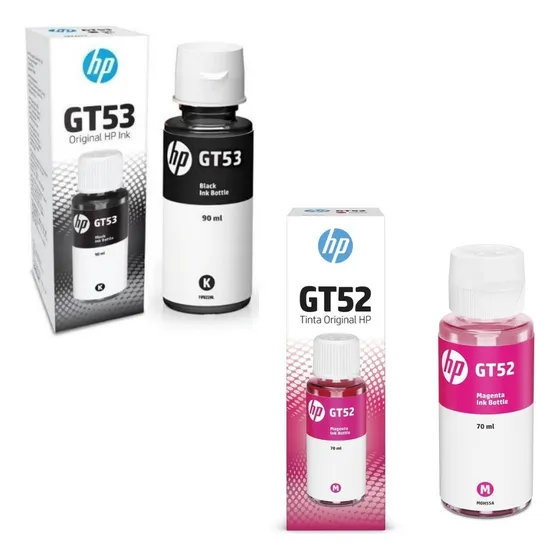 Combo De Botella De Tintas Hp Gt53 Negra + Gt52 Magenta