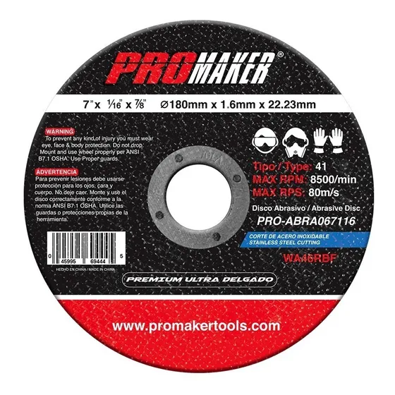 Disco Corte Metal Promaker 7  X 1/16  X 7/8  Wa46rbf