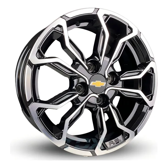 Rodas M16 Chevrolet Celta Onix Aro 14 4x100 (jogo) + Bicos Cor Preto Com Diamantado