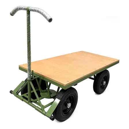 Carrinho Plataforma 5a Roda Com Assoalho De Madeira 500kg Verde
