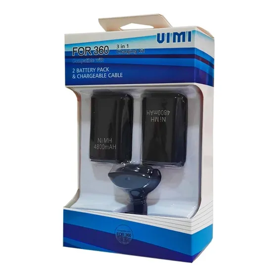 Kit Carga Y Juega Para Control Xbox 360 Cable Y 2 Baterias