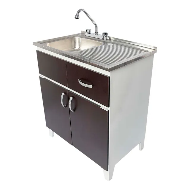 Fregadero Con Tarja Cocina Gabinete De Lamina 80cm Chocolate