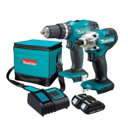 Kit Makita 18 Volts Taladro Percutor + Atornillador Impacto Color Verde