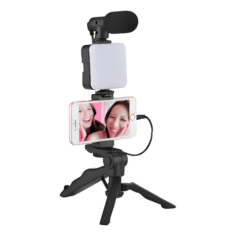 Kit De Grabación Bluetooth Luz Led Y Soporte Trípode Norplat Negro