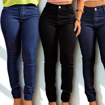 Kit 3 Calça Jeans Feminina Skinny Cintura Alta Modeladora