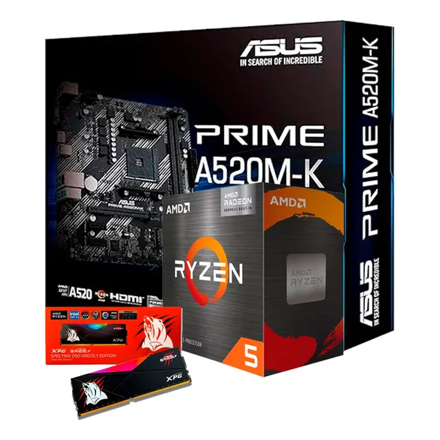 Kit Gamer Amd Ryzen 5 5600gt + Mother A520m + Ram 8gb Rgb Color Negro