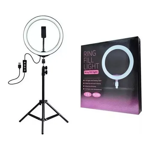 Aro De Luz Led 10 Pulgadas 26 Cm Trípode Ajustable 2 Metros