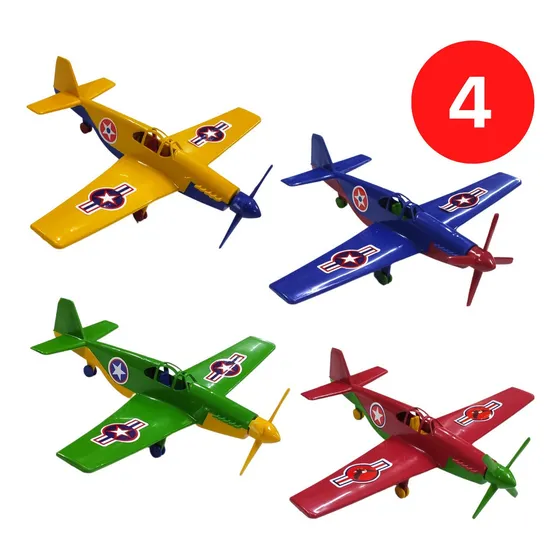 Kit Avião Brinquedo Caça De Guerra Jato Infantil Plástico Ap Cor Helice